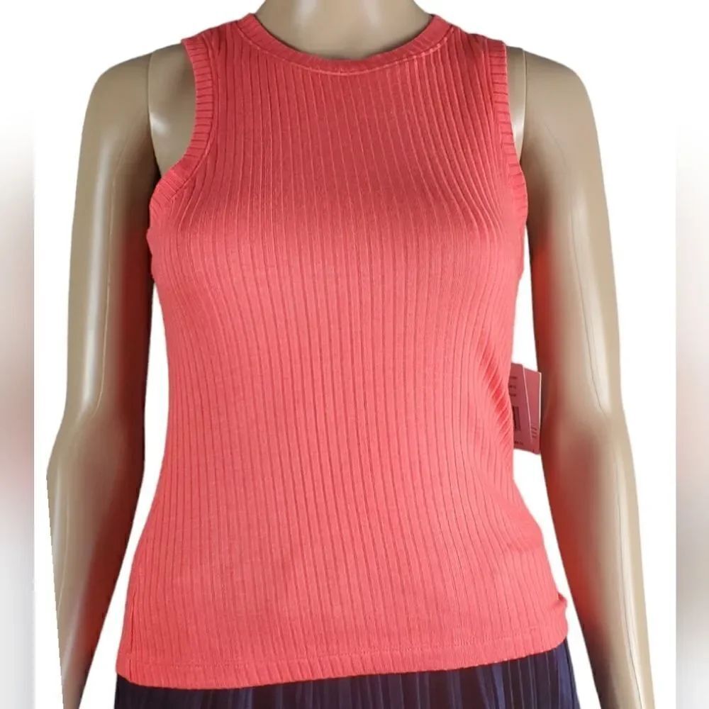 NWT Beyond Yoga Ribbed Coral Orange Tank Top